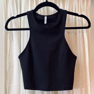 Cefian USA Black Ribbed Crop Top